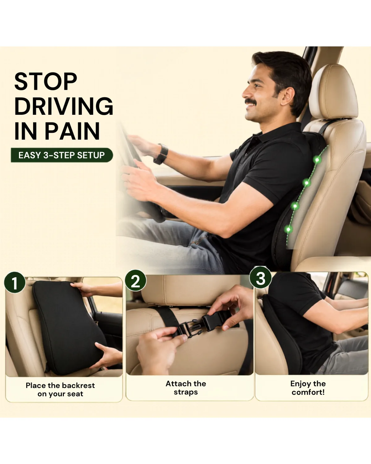 Kusho Car Spine Rest Cushion