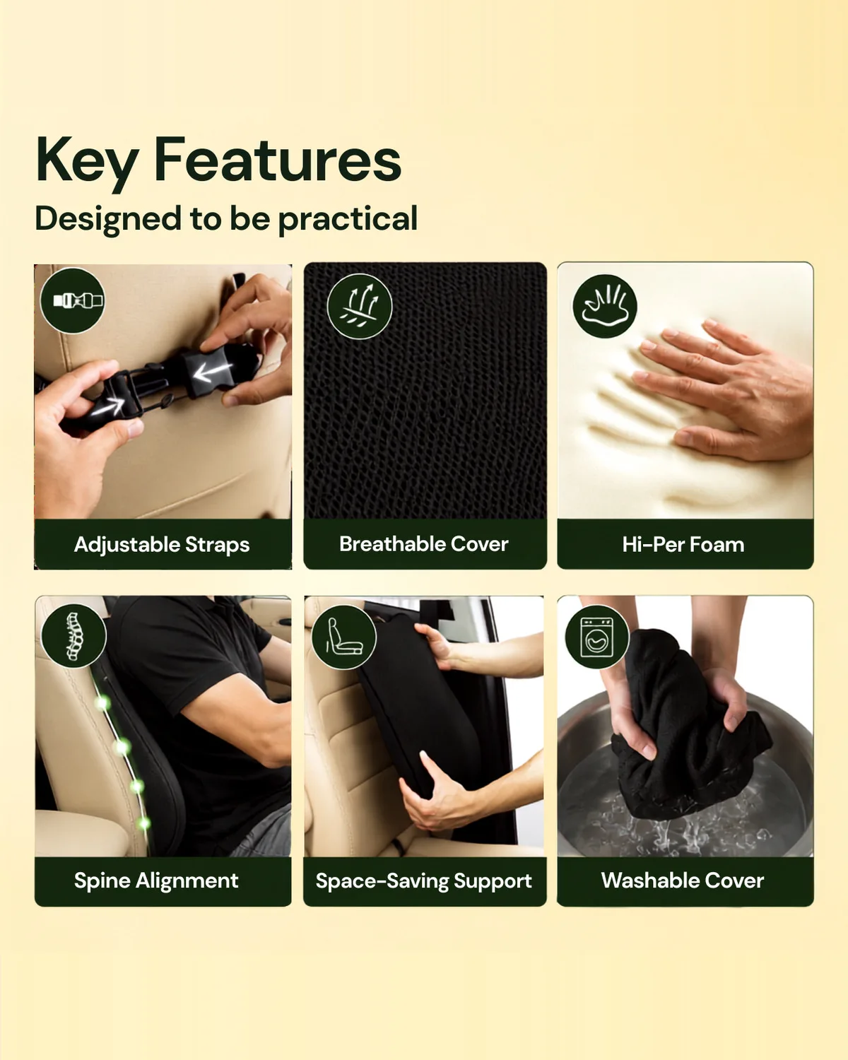 Kusho Car Spine Rest Cushion